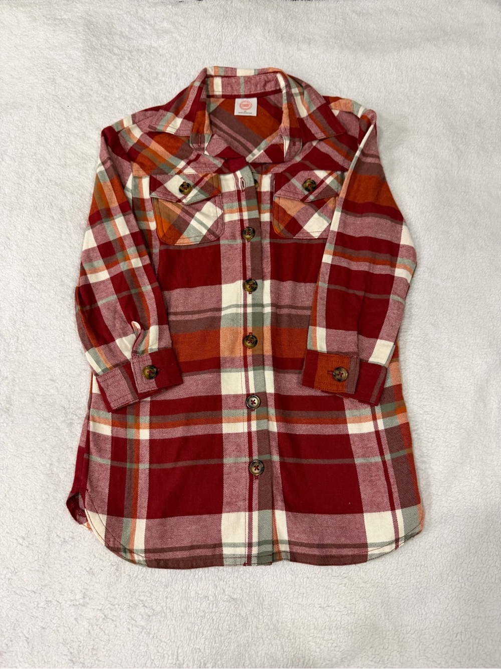 Kids Plaid Button-Front Shirt Dress - Red Multi
